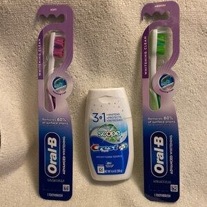 Oral Care Lot – 2 Brushes + 1 Crest Scope 3-in-1 Toothpaste
